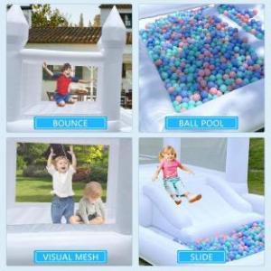 Kids Birthday Wedding Party White Castle Bounce House Jumping Bouncing Castle with Slide