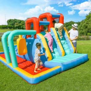 New Design Cool Double Slide Pool Blue Inflatable Bouncer Water Slide Bouncy House Good Quality