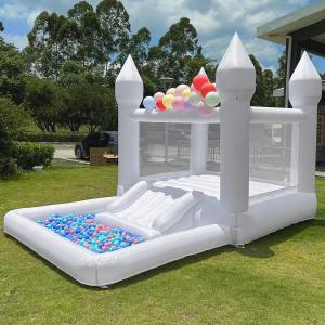 Kids Birthday Wedding Party White Castle Bounce House Jumping Bouncing Castle with Slide